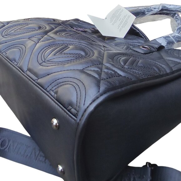Valentino Orlandi NEW Black Quilted Vegan Leather 3 Compartment Tote & Pouch - Picture 7 of 10
